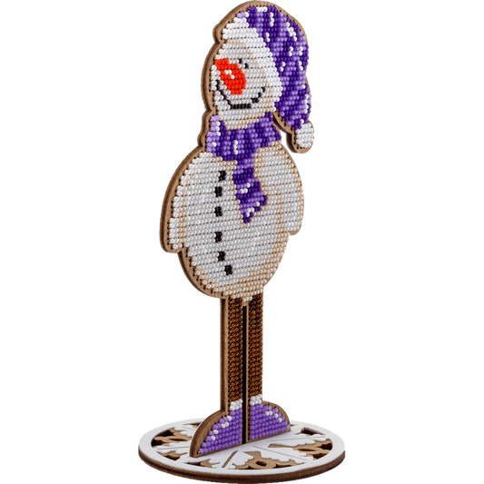 Bead Embroidery on Wood Kit - Snowman