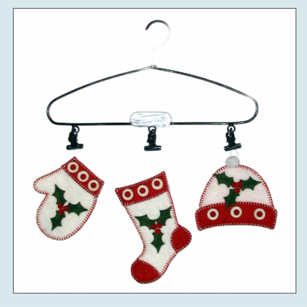 Red Christmas Ornaments Wool Applique Kit