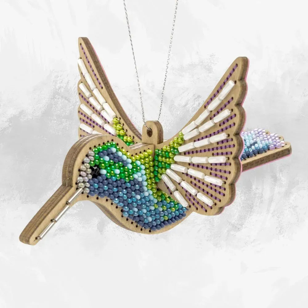 Bright Hummingbird - Bead Embroidery on Wood Kit