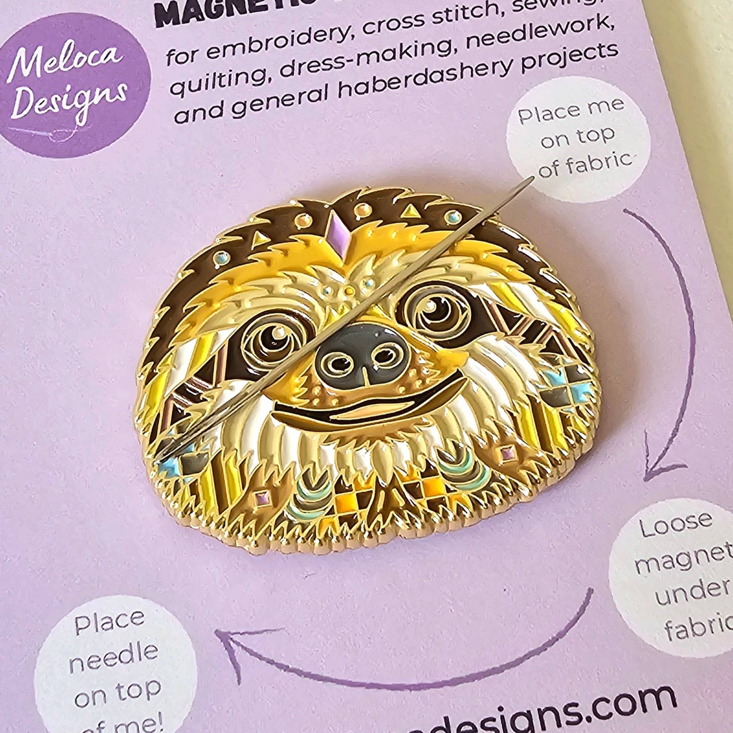 Mandala Sloth Magnetic Needle Minder for Embroidery