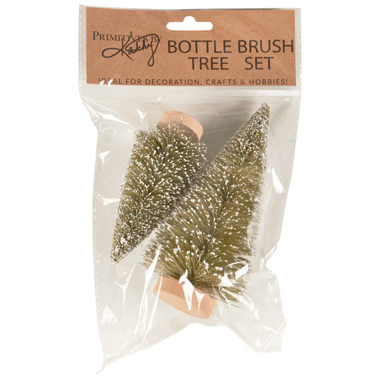 Frosted Green Bottle Brush Tree Set