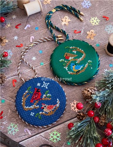 Duo Festive Christmas Bird Ornaments
