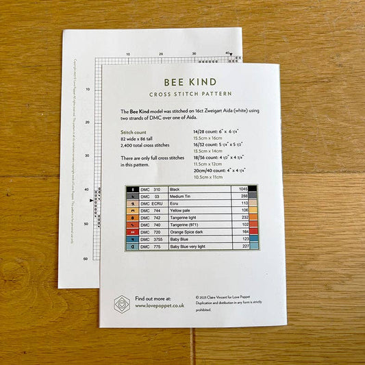 Bee Kind - Printed Chart