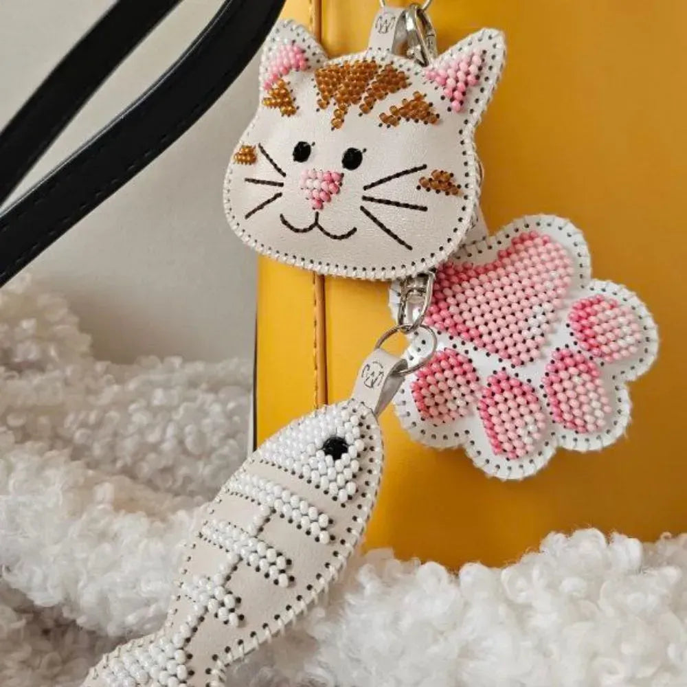 Cat Joys - Bead Embroidery kit on faux leather