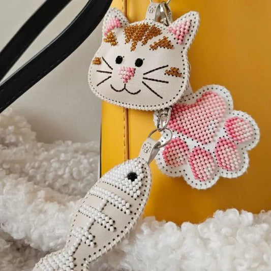 Cat Joys - Bead Embroidery kit on faux leather