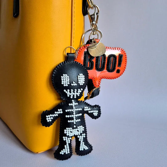 Black Skeleton - Bead Embroidery kit on faux leather