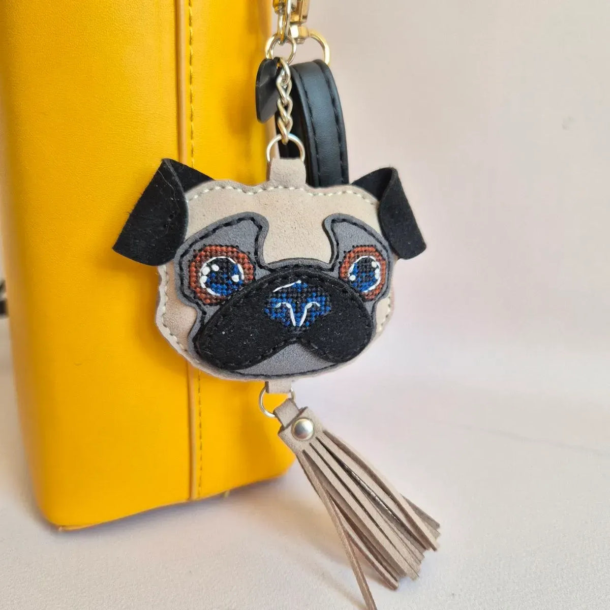 Pug - Bead Embroidery kit on faux leather