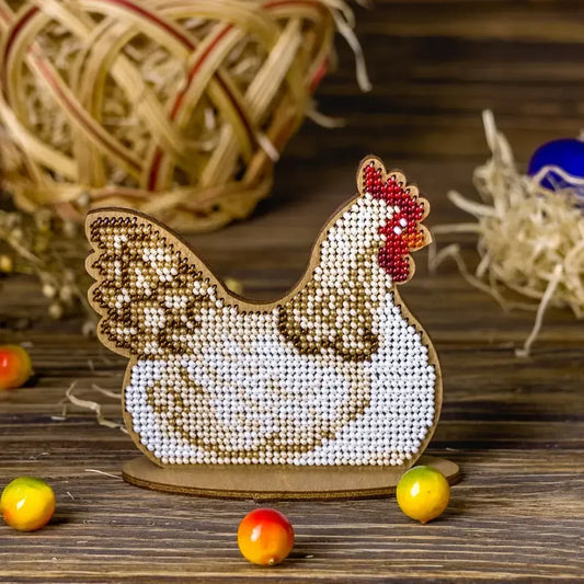Hen - Bead Embroidery on Wood Kit
