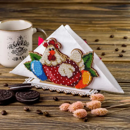 Chicken Napkin Holder - Bead Embroidery on Wood Kit