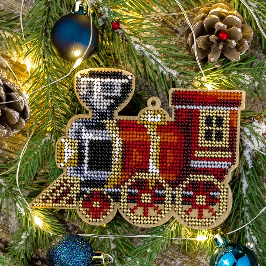 Holiday Train - Bead Embroidery on Wood Kit