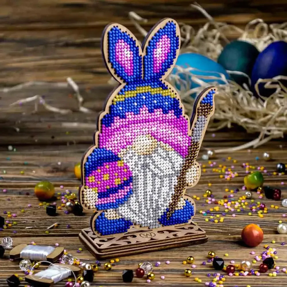 Lively Gnome - Bead Embroidery on Wood Kit