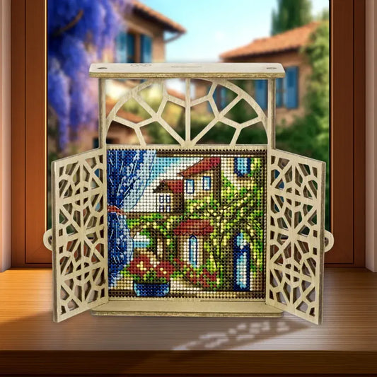Mediterranean Morning - Cross Stitch Kit on Wood