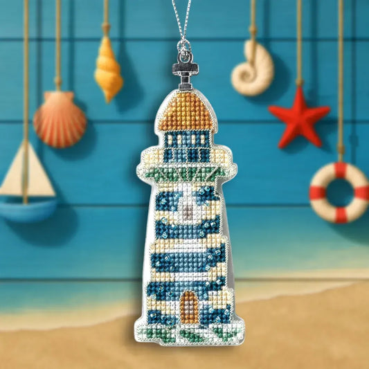 Coastal Lighthouse ornament - Cross Stitch Kit on Plastic