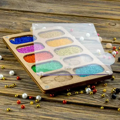 Rectangular Wood Bead Organizers with Clear Lid