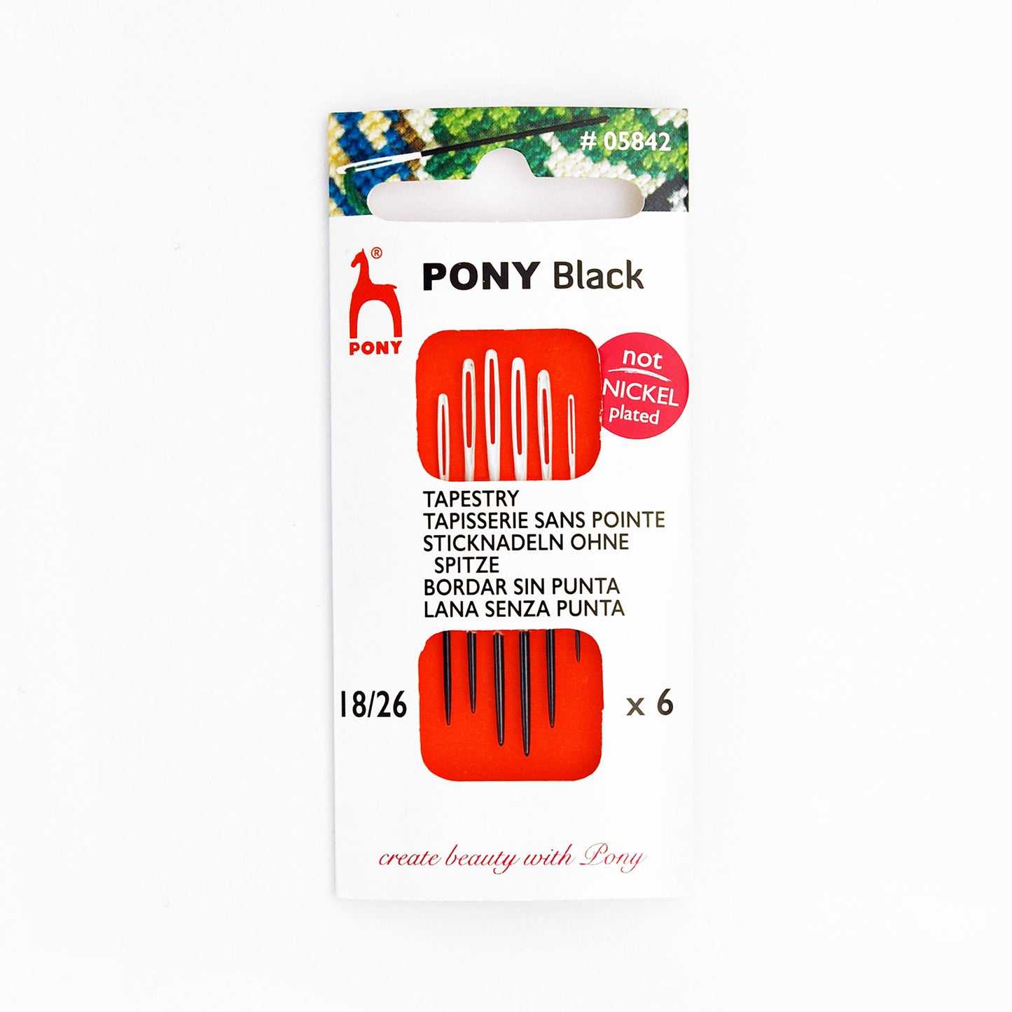 Pony Black Tapestry Needles with White Eye