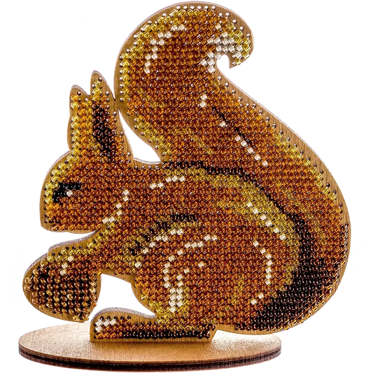 Squirrel - Bead Embroidery on Wood Kit
