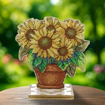 Sunflowers - Cross Stitch Kit on Wood