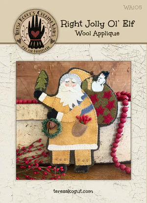 Right Jolly Ol' Elf WOOL APPLIQUE