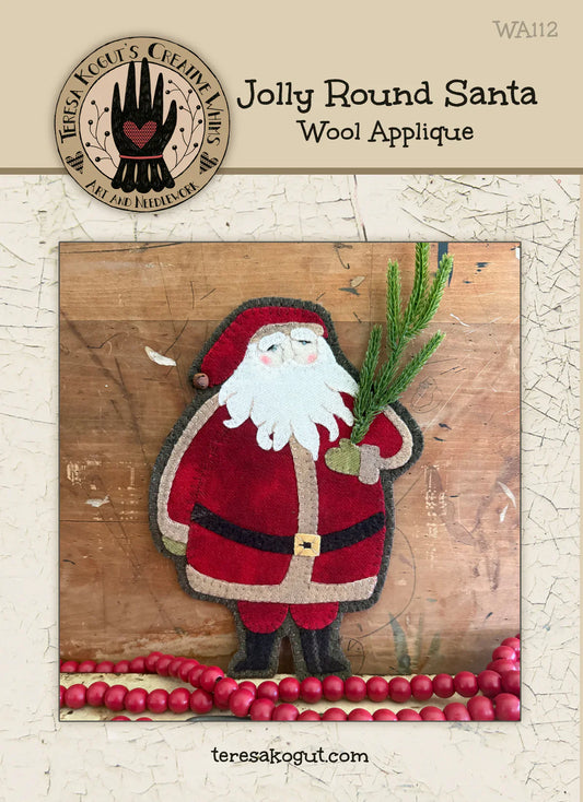 Jolly Round Santa (Red Coat Santa) WOOL APPLIQUE