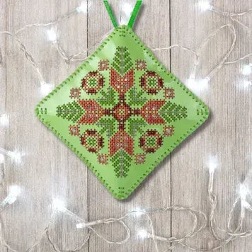 Christmas Mini Pillow - Cross stitch kit on faux leather