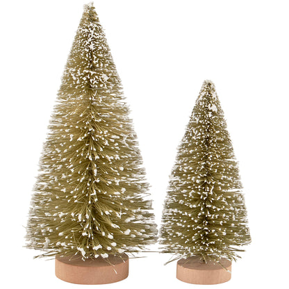 Frosted Green Bottle Brush Tree Set