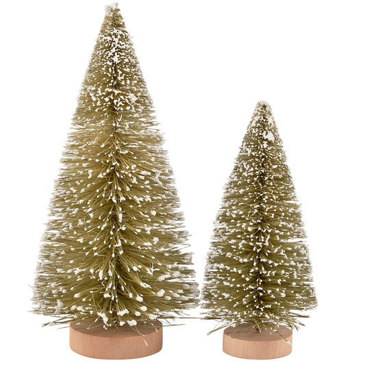 Frosted Green Bottle Brush Tree Set