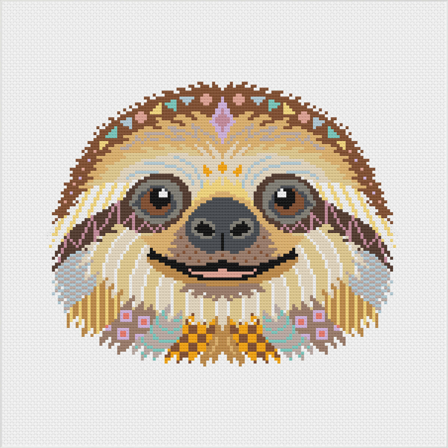 Mandala Sloth Cross Stitch Chart
