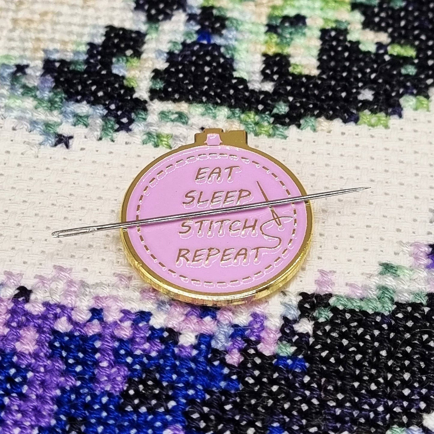 Eat Sleep Stitch Repeat Quote Needle Minder