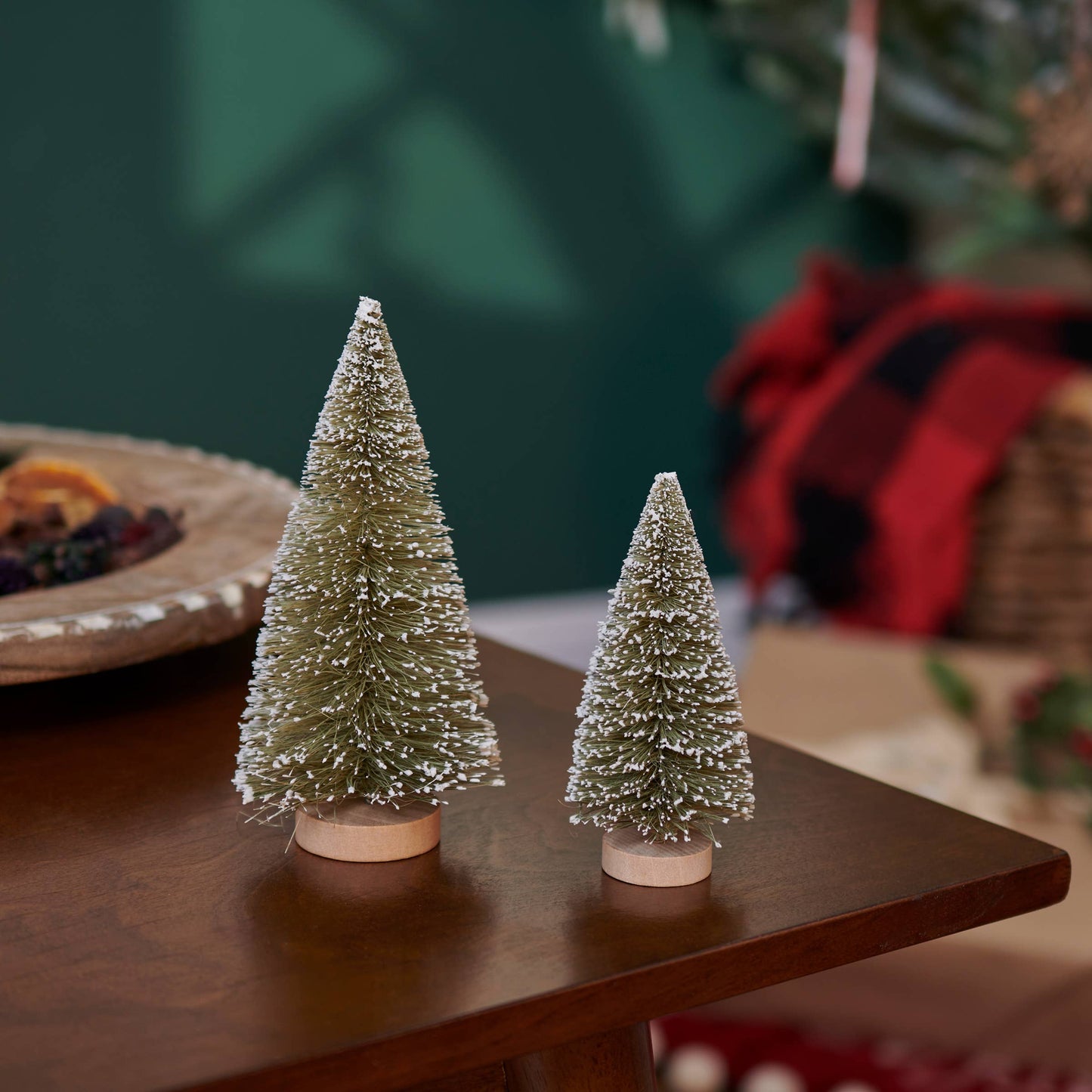Frosted Green Bottle Brush Tree Set