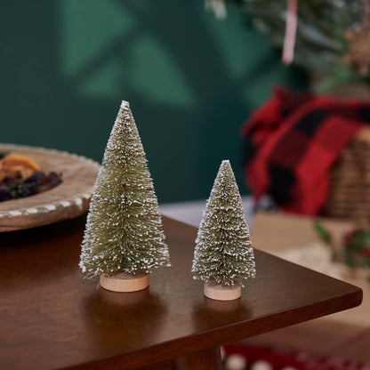 Frosted Green Bottle Brush Tree Set