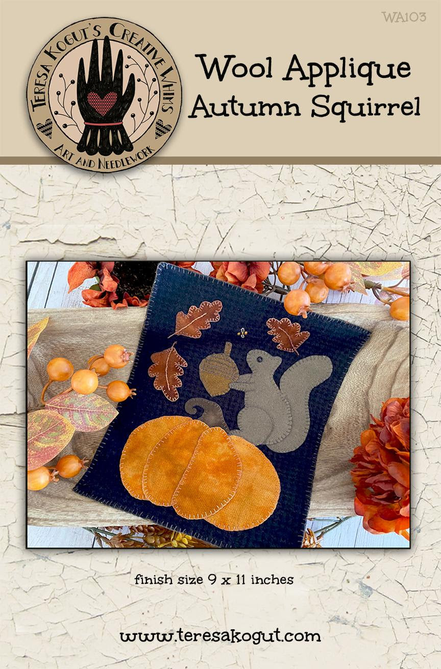 Autumn Squirrel, Wool Applique